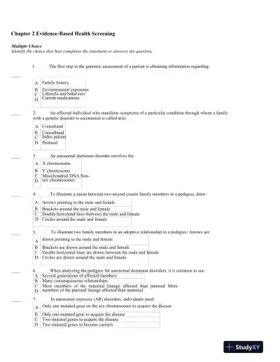 Test Bank For Advanced Health Assessment and Clinical Diagnosis in Primary Care, 6th Edition - Page 5 preview image