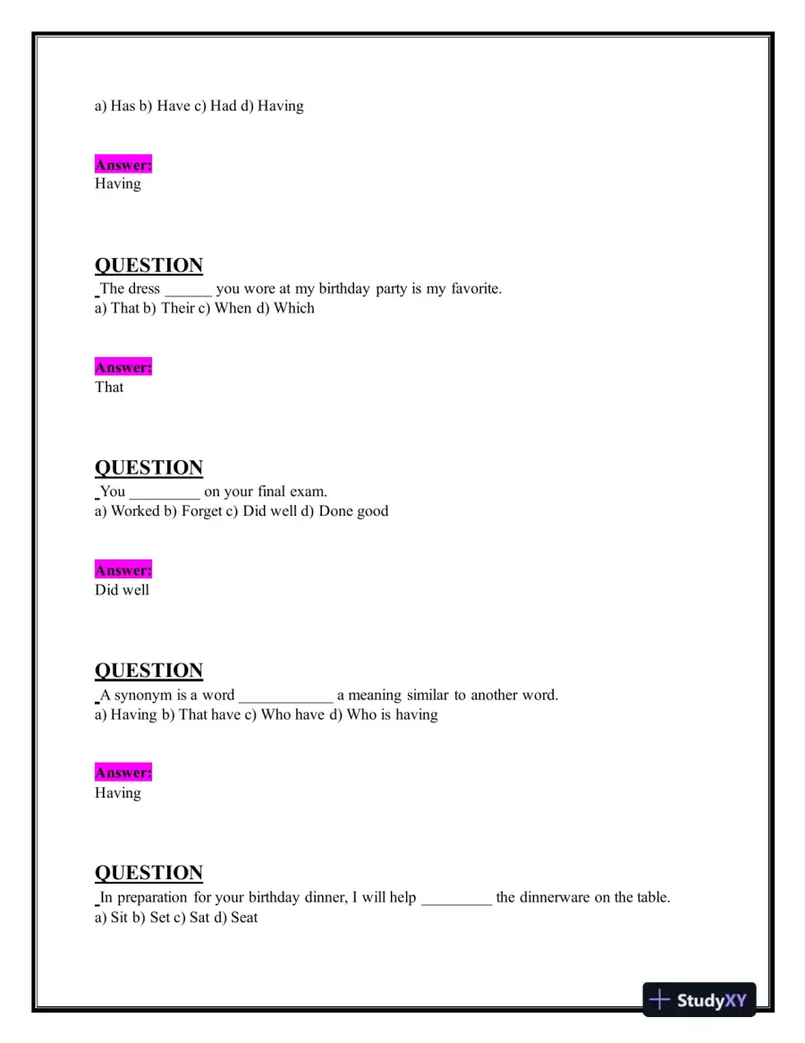 2024 HESI Grammar A2 Grammar Exam-2 With Answers (156 Solved Questions), page 13