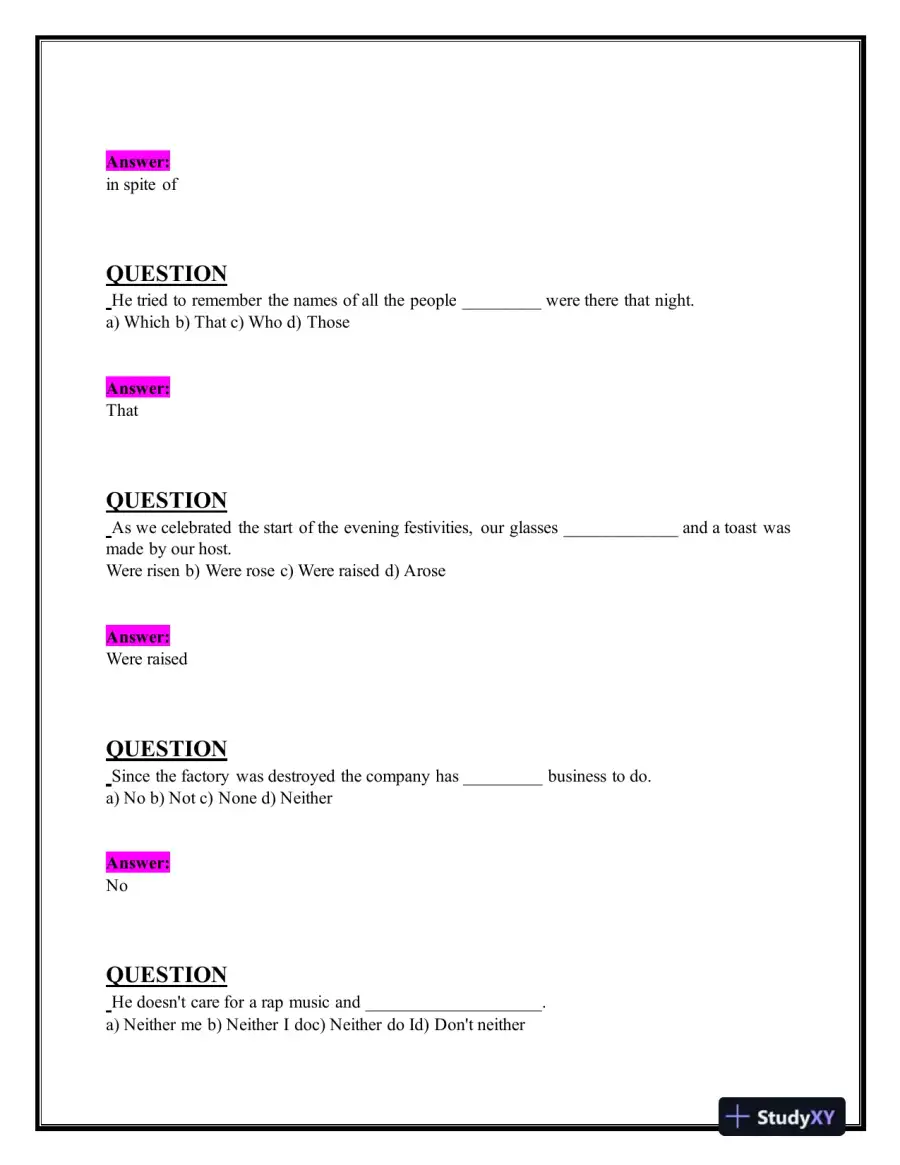 2024 HESI Grammar A2 Grammar Exam-2 With Answers (156 Solved Questions), page 4