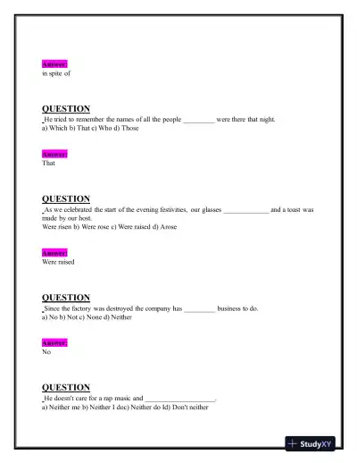 2024 HESI Grammar A2 Grammar Exam-2 With Answers (156 Solved Questions) - Page 4 preview image
