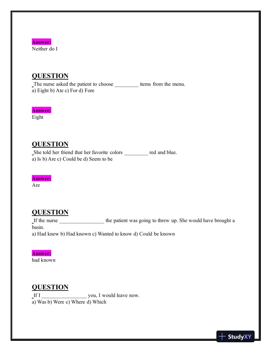 2024 HESI Grammar A2 Grammar Exam-2 With Answers (156 Solved Questions), page 5
