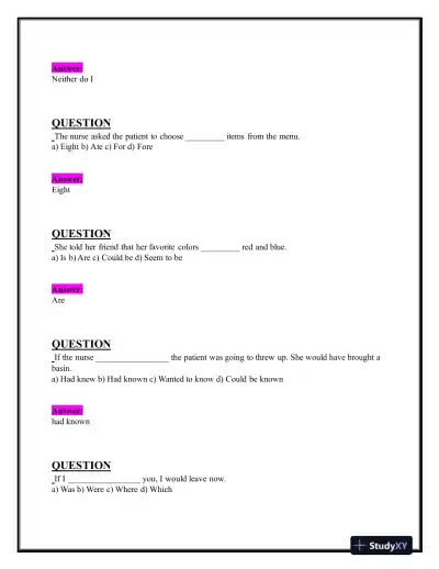 2024 HESI Grammar A2 Grammar Exam-2 With Answers (156 Solved Questions) - Page 5 preview image