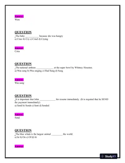 2024 HESI Grammar A2 Grammar Exam-2 With Answers (156 Solved Questions) - Page 6 preview image