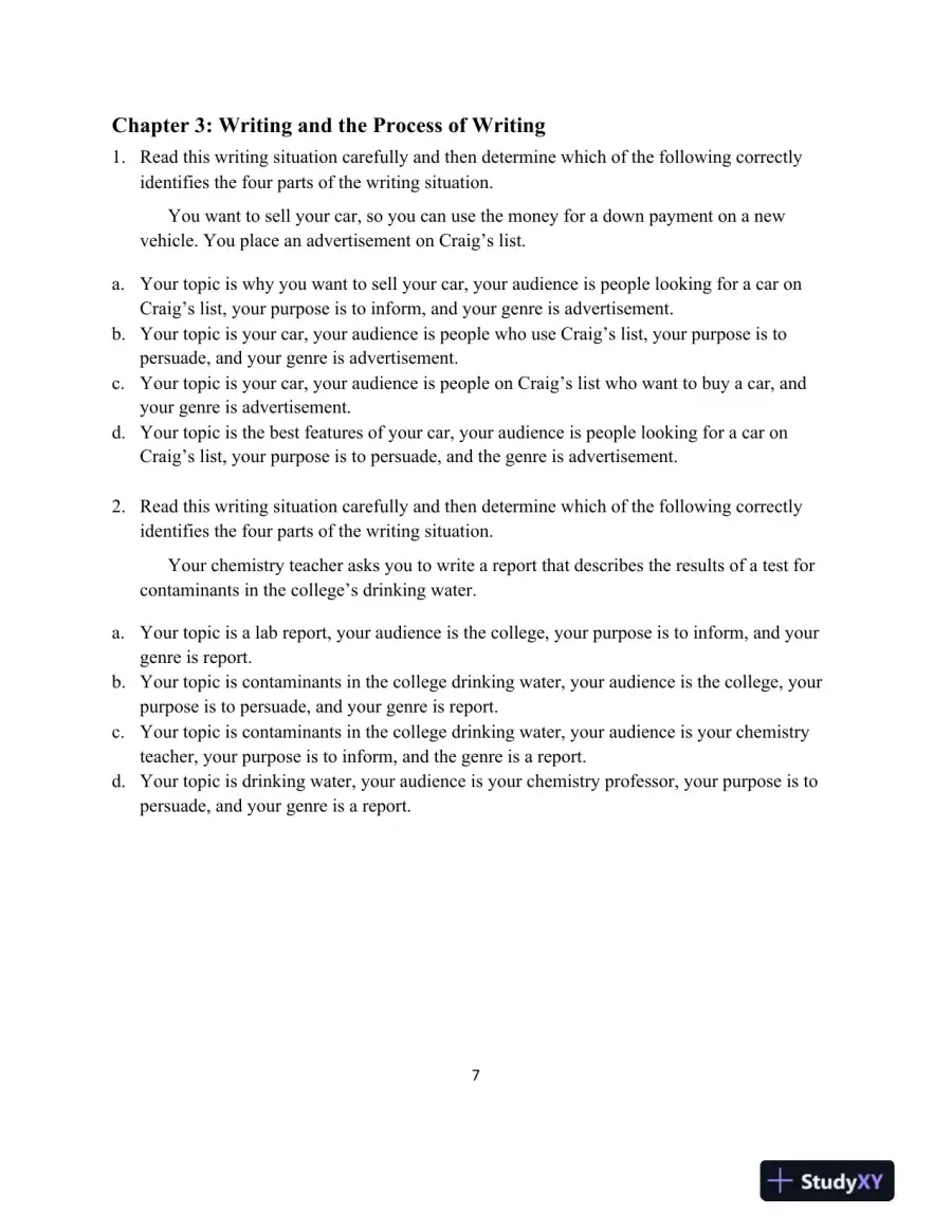 Test Bank for IDEAS and Aims For College Writing, MLA Update, 1st Edition, page 11