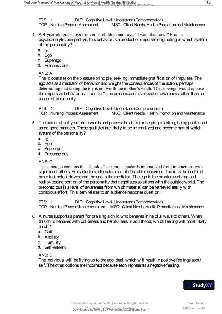 Test Bank for Varcarolis' Foundations of Psychiatric-Mental Health Nursing, 9th Edition (Chapters 1-36), page 14