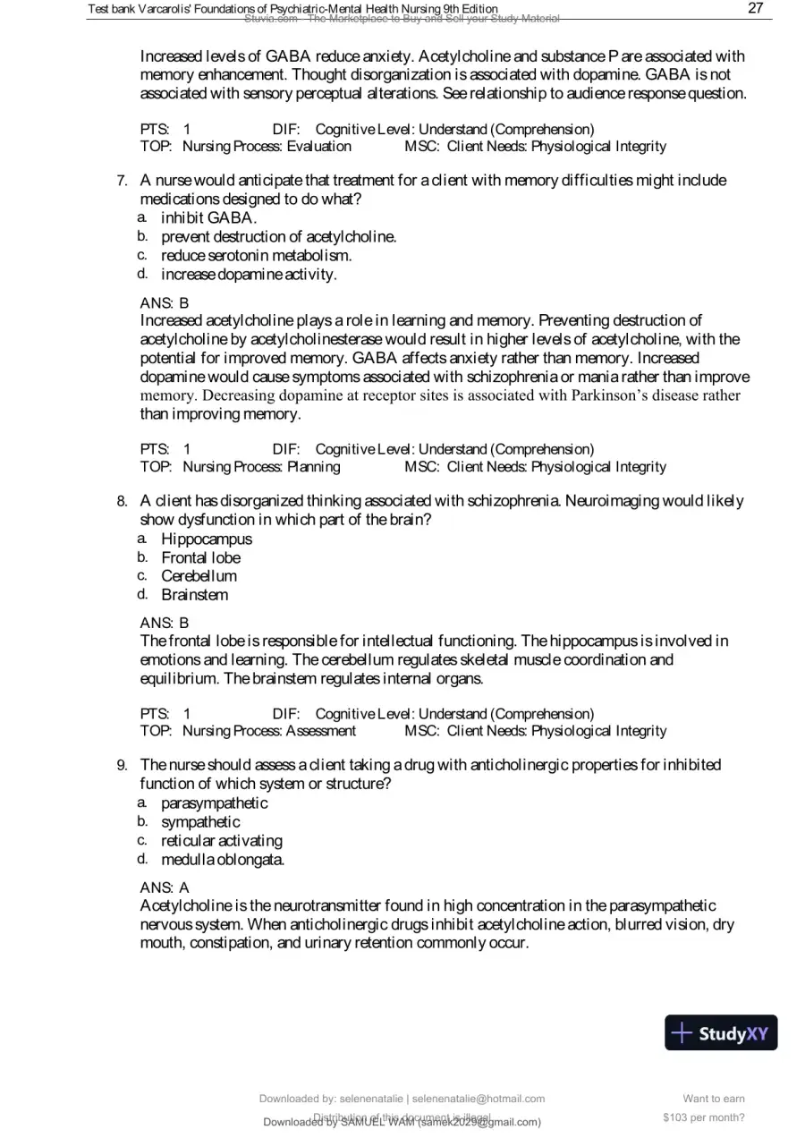 Test Bank for Varcarolis' Foundations of Psychiatric-Mental Health Nursing, 9th Edition (Chapters 1-36), page 28