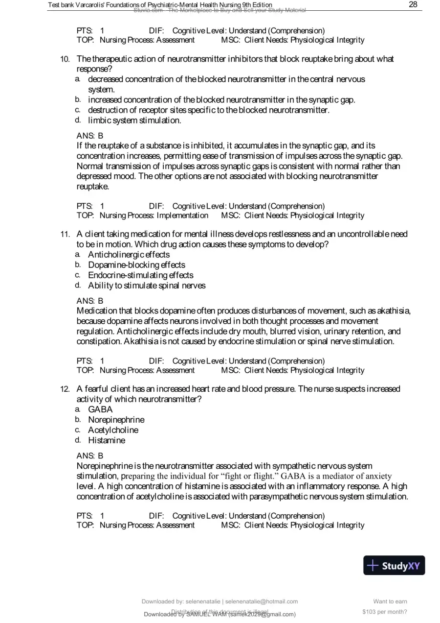 Test Bank for Varcarolis' Foundations of Psychiatric-Mental Health Nursing, 9th Edition (Chapters 1-36), page 29