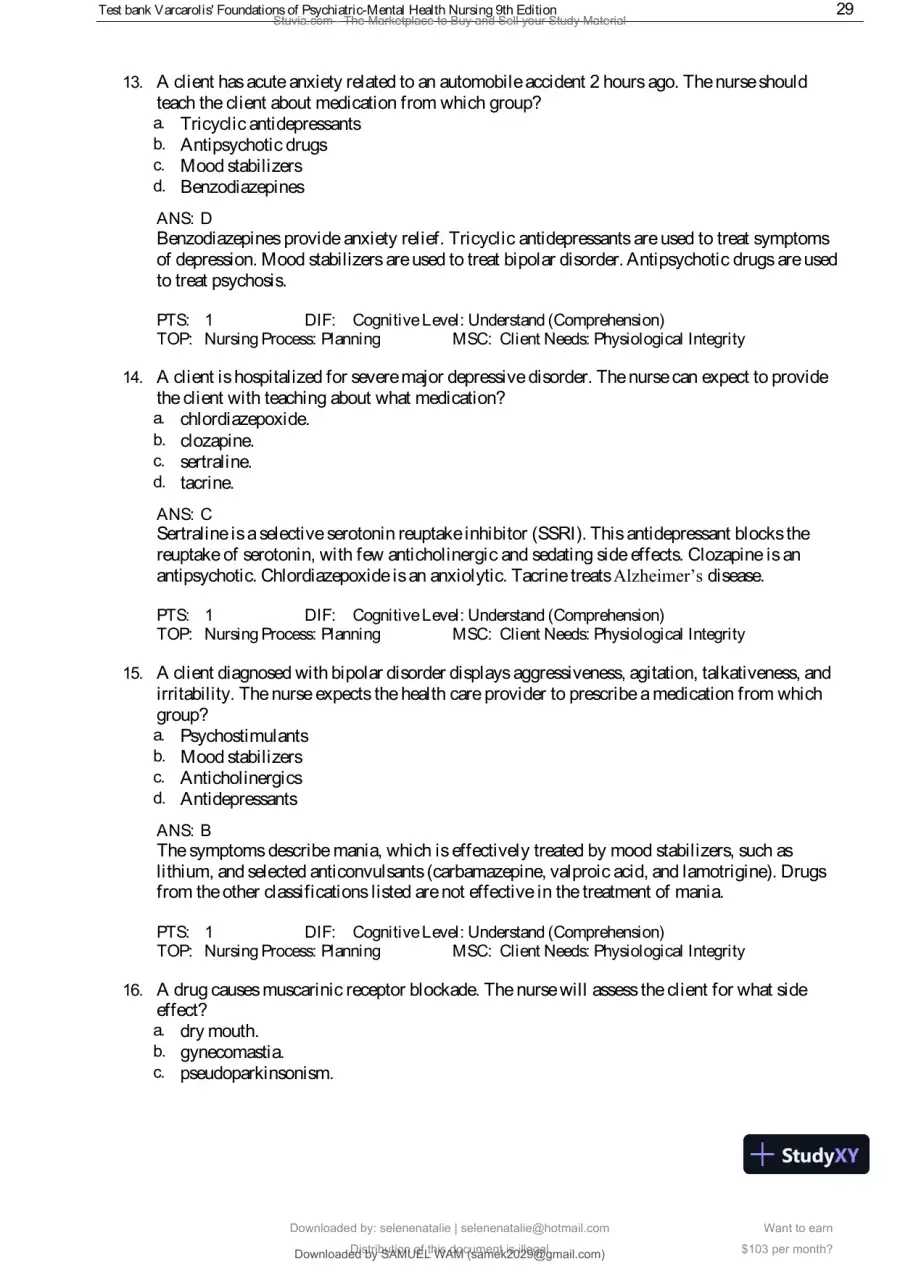 Test Bank for Varcarolis' Foundations of Psychiatric-Mental Health Nursing, 9th Edition (Chapters 1-36), page 30