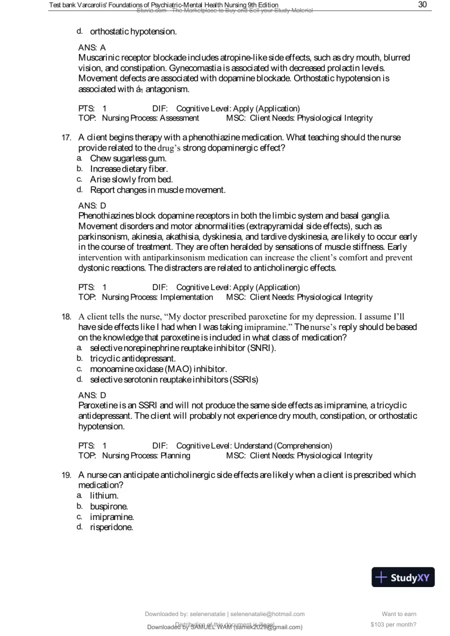 Test Bank for Varcarolis' Foundations of Psychiatric-Mental Health Nursing, 9th Edition (Chapters 1-36), page 31