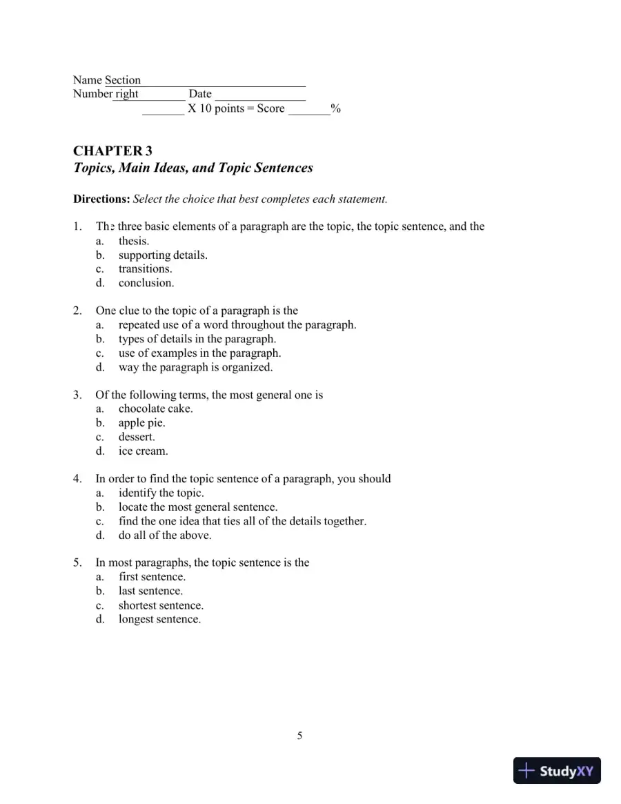 Test Bank for In Concert: An Integrated Approach to Reading and Writing , 3rd Edition, page 11
