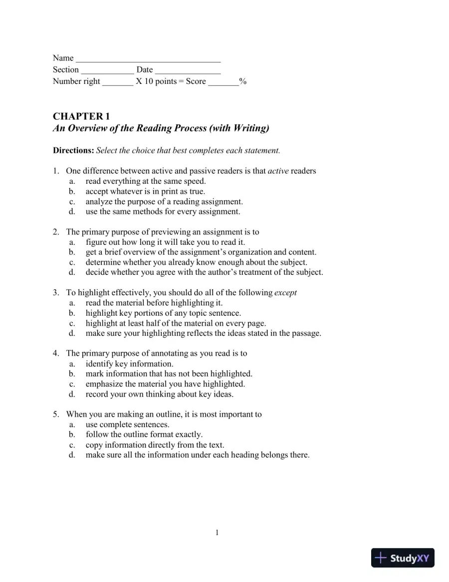 Test Bank for In Concert: An Integrated Approach to Reading and Writing , 3rd Edition, page 7