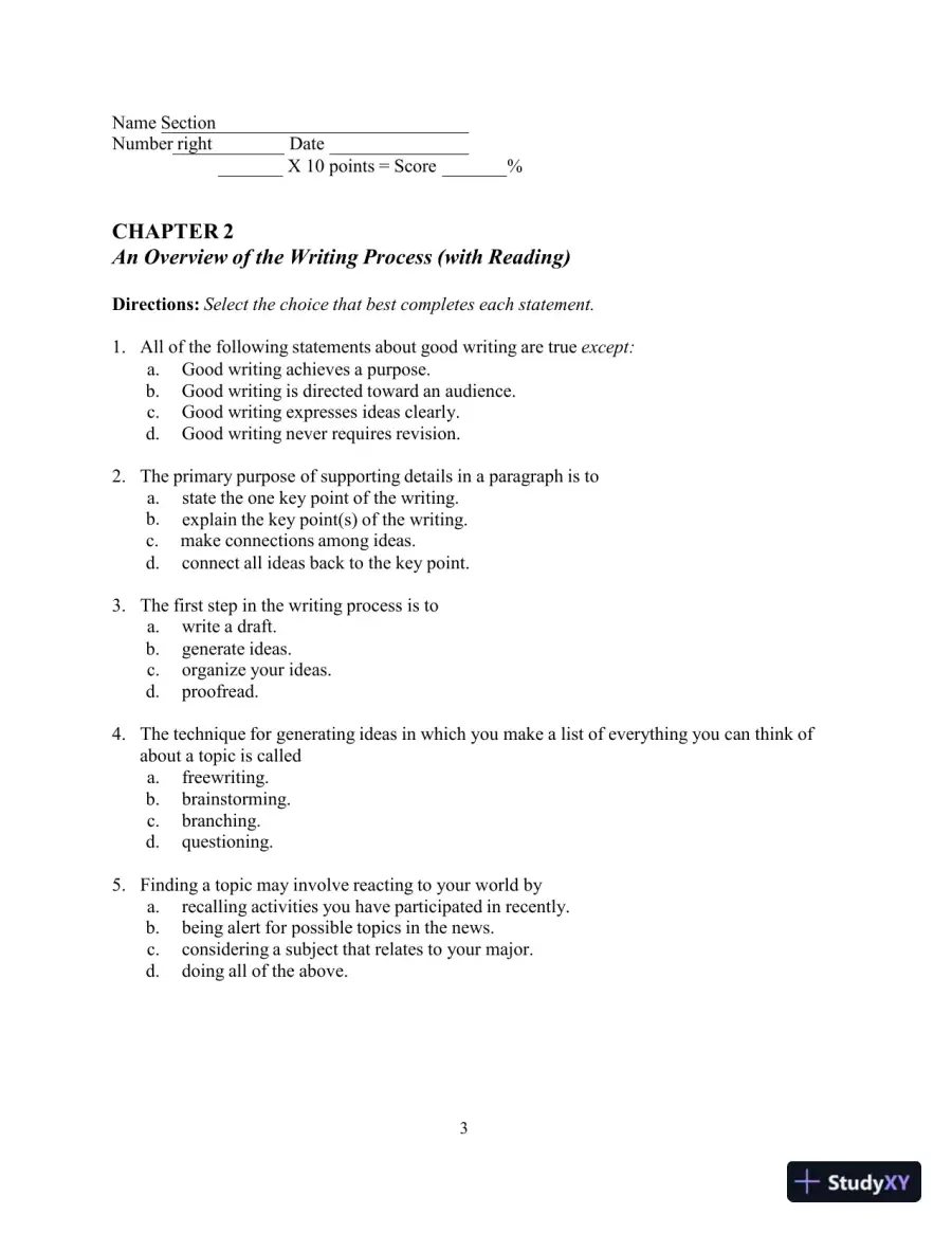 Test Bank for In Concert: An Integrated Approach to Reading and Writing , 3rd Edition, page 9