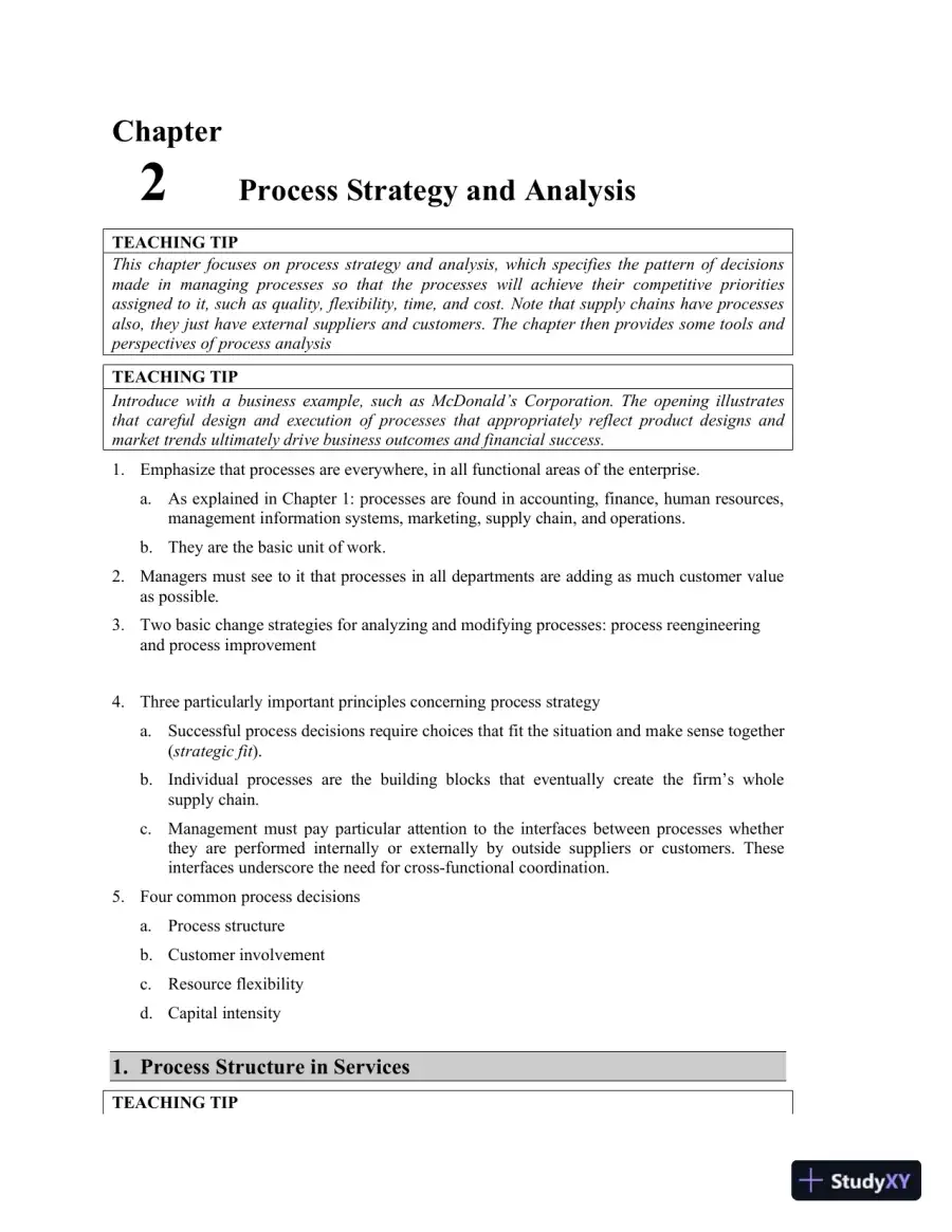 Class Notes For Operations Management: Processes and Supply Chains, 11th Edition, page 12