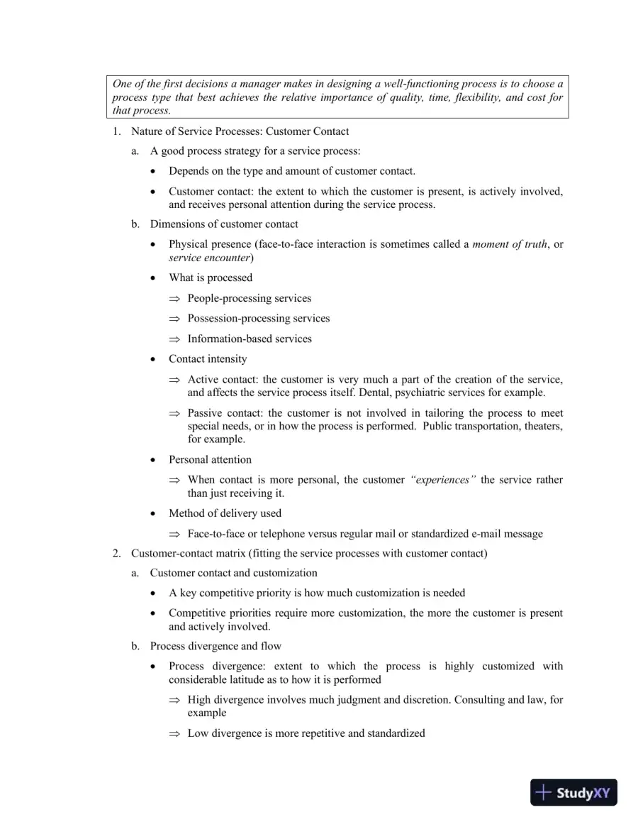 Class Notes For Operations Management: Processes and Supply Chains, 11th Edition, page 13