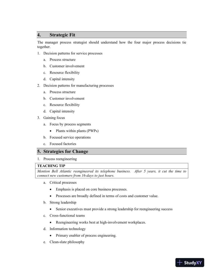 Class Notes For Operations Management: Processes and Supply Chains, 11th Edition, page 19