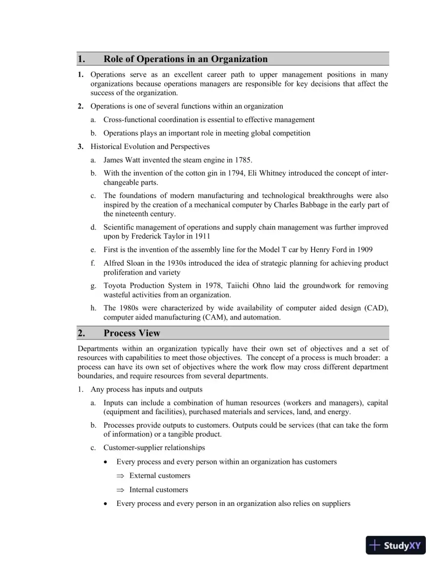 Class Notes For Operations Management: Processes and Supply Chains, 11th Edition, page 4