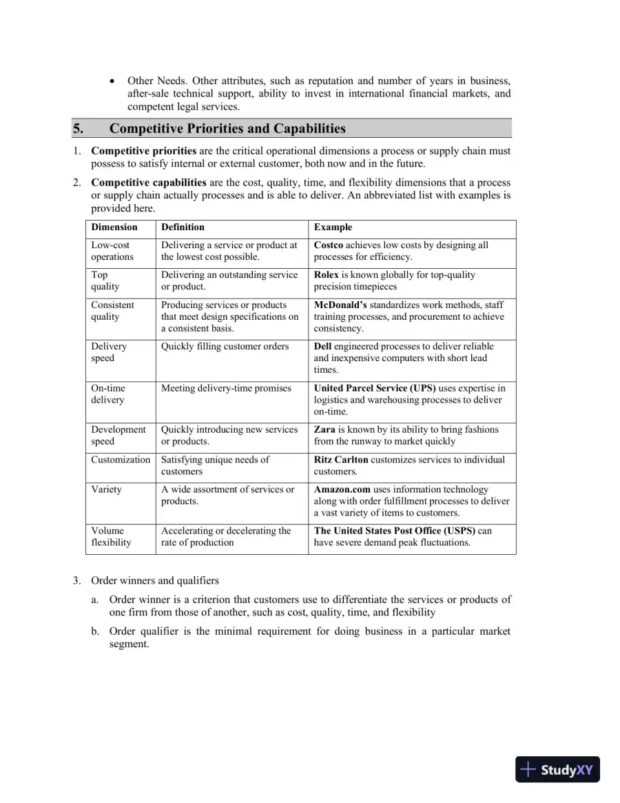 Class Notes For Operations Management: Processes and Supply Chains, 11th Edition, page 7