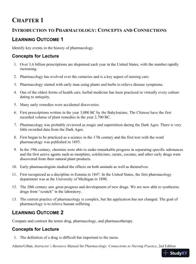Class Notes for Pharmacology Connections to Nursing Practice, 2nd Edition - Page 1 preview image
