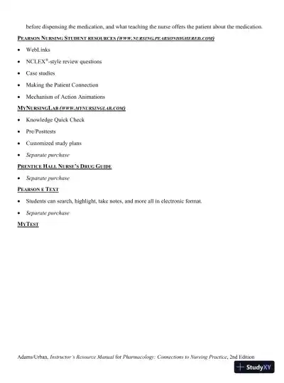 Class Notes for Pharmacology Connections to Nursing Practice, 2nd Edition - Page 10 preview image