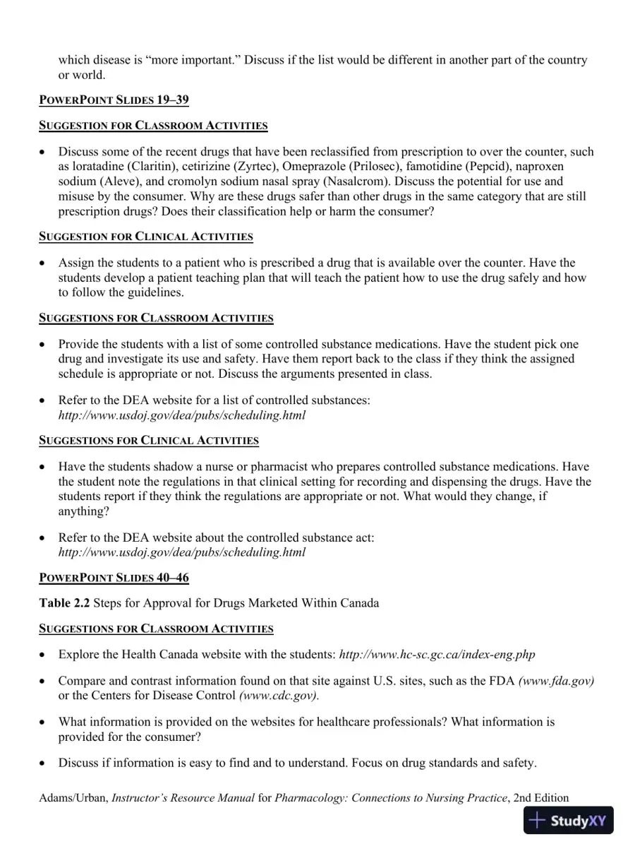 Class Notes for Pharmacology Connections to Nursing Practice, 2nd Edition, page 19