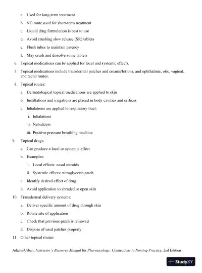 Class Notes for Pharmacology Connections to Nursing Practice, 2nd Edition - Page 25 preview image