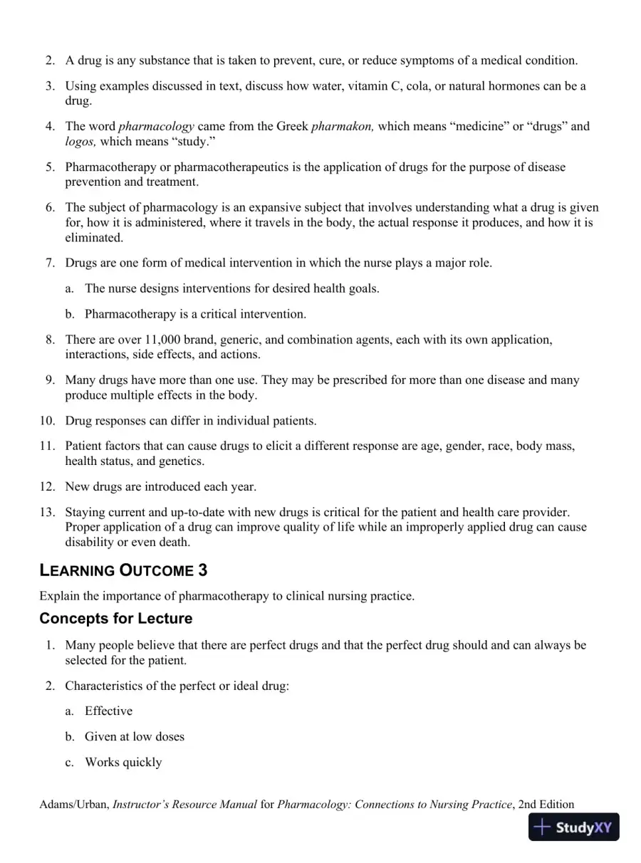 Class Notes for Pharmacology Connections to Nursing Practice, 2nd Edition, page 3