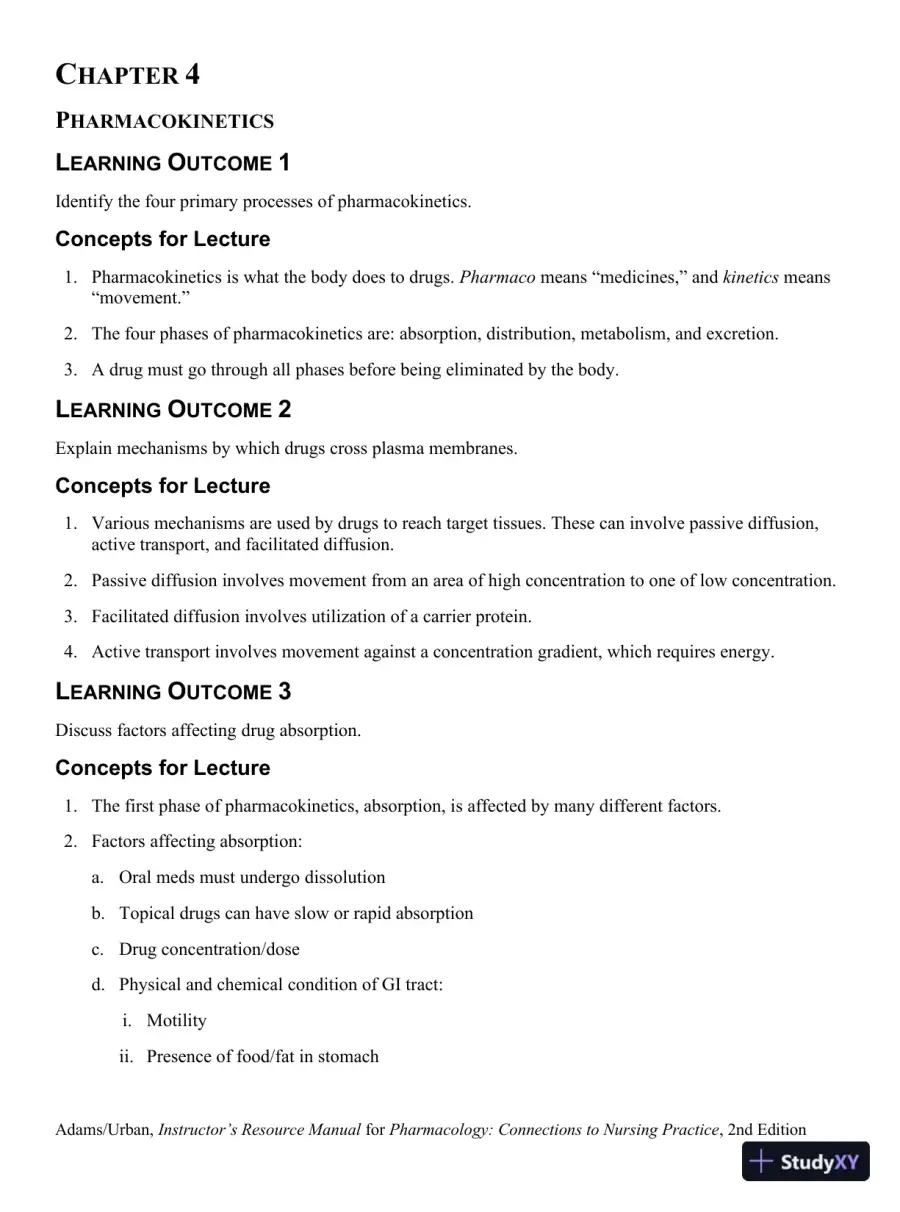 Class Notes for Pharmacology Connections to Nursing Practice, 2nd Edition, page 31