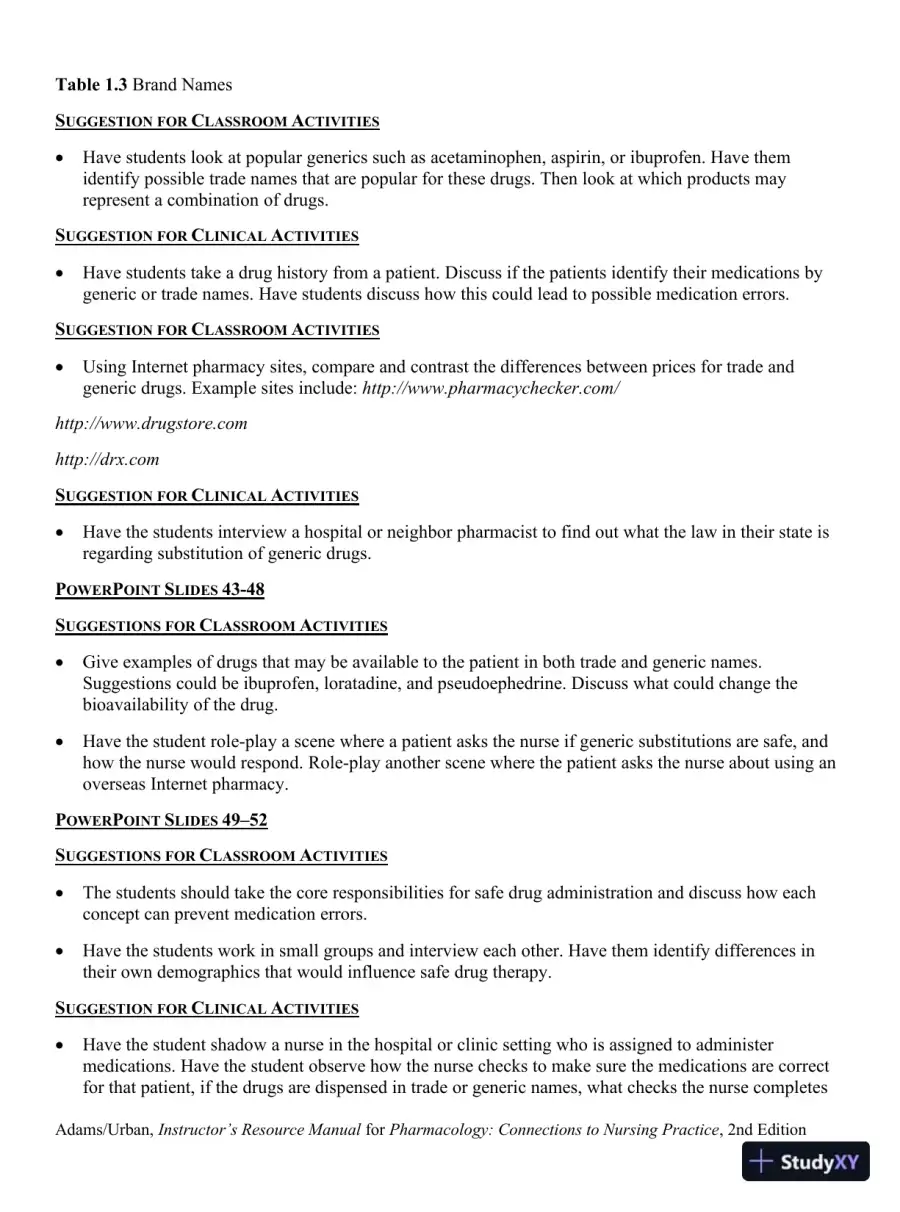 Class Notes for Pharmacology Connections to Nursing Practice, 2nd Edition, page 9