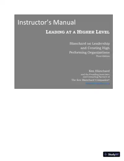 Solution Manual for Leading at a Higher Level: Blanchard on Leadership and Creating High Performing Organizations, 3rd Edition - Page 1 preview image