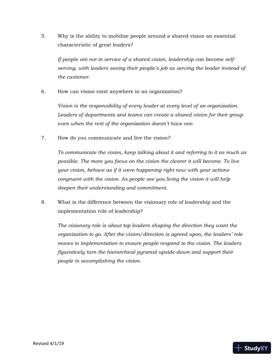Solution Manual for Leading at a Higher Level: Blanchard on Leadership and Creating High Performing Organizations, 3rd Edition, page 12