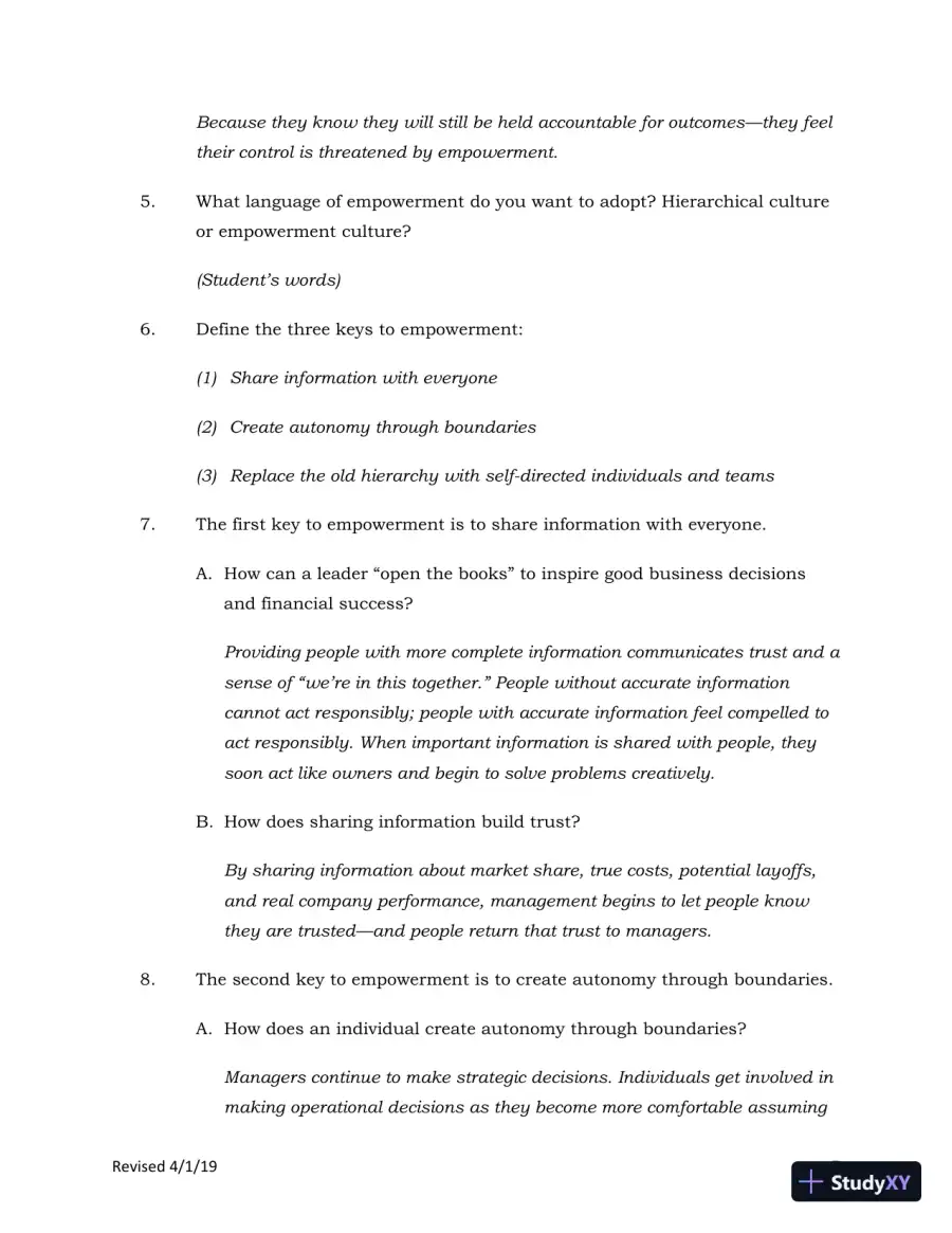 Solution Manual for Leading at a Higher Level: Blanchard on Leadership and Creating High Performing Organizations, 3rd Edition, page 14
