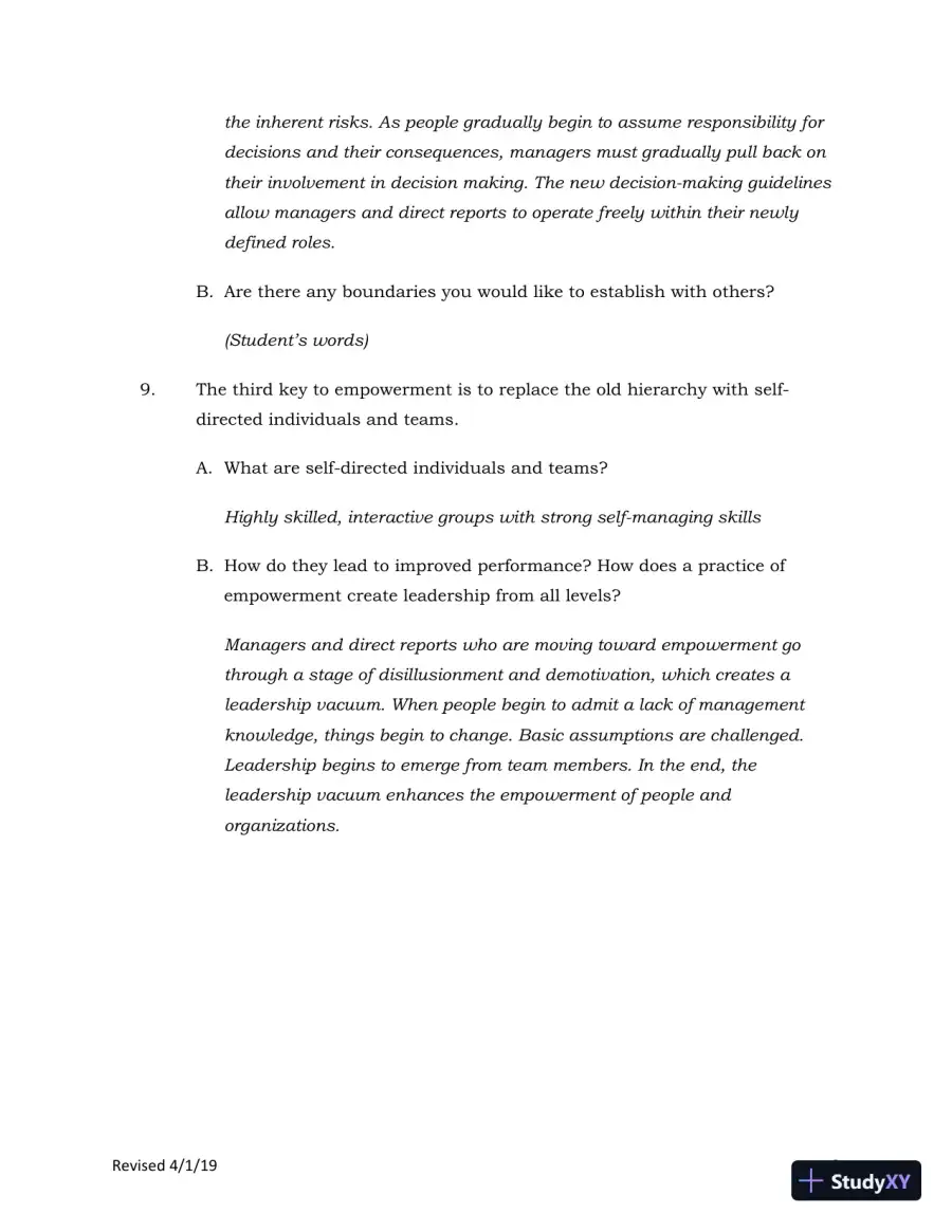 Solution Manual for Leading at a Higher Level: Blanchard on Leadership and Creating High Performing Organizations, 3rd Edition, page 15