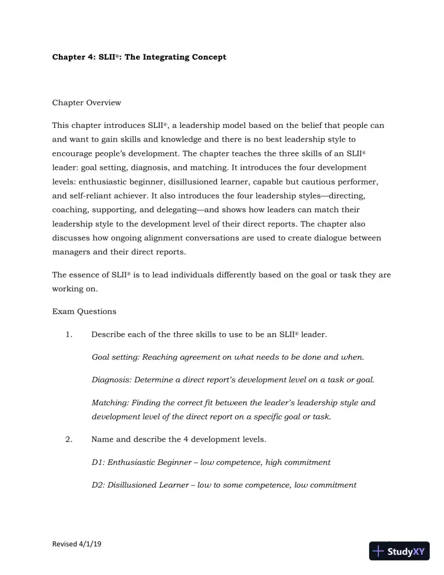 Solution Manual for Leading at a Higher Level: Blanchard on Leadership and Creating High Performing Organizations, 3rd Edition, page 16