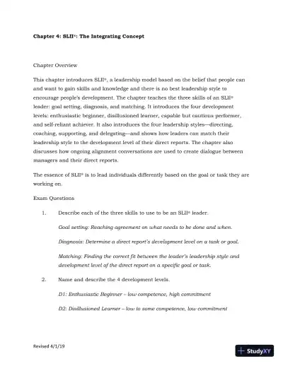 Solution Manual for Leading at a Higher Level: Blanchard on Leadership and Creating High Performing Organizations, 3rd Edition - Page 16 preview image