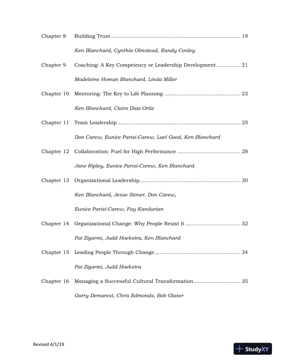 Solution Manual for Leading at a Higher Level: Blanchard on Leadership and Creating High Performing Organizations, 3rd Edition, page 4