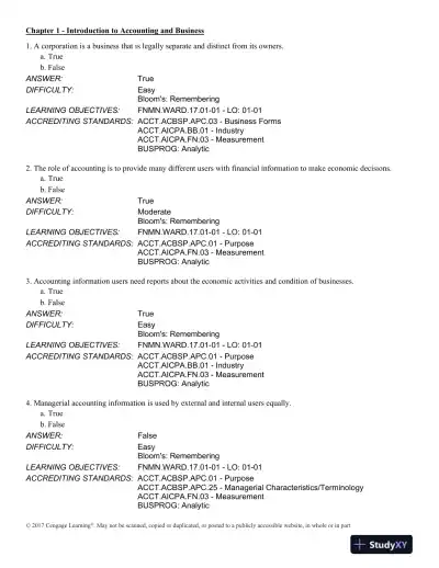 Financial and Managerial Accounting 14th Edition Test Bank - Page 1 preview image