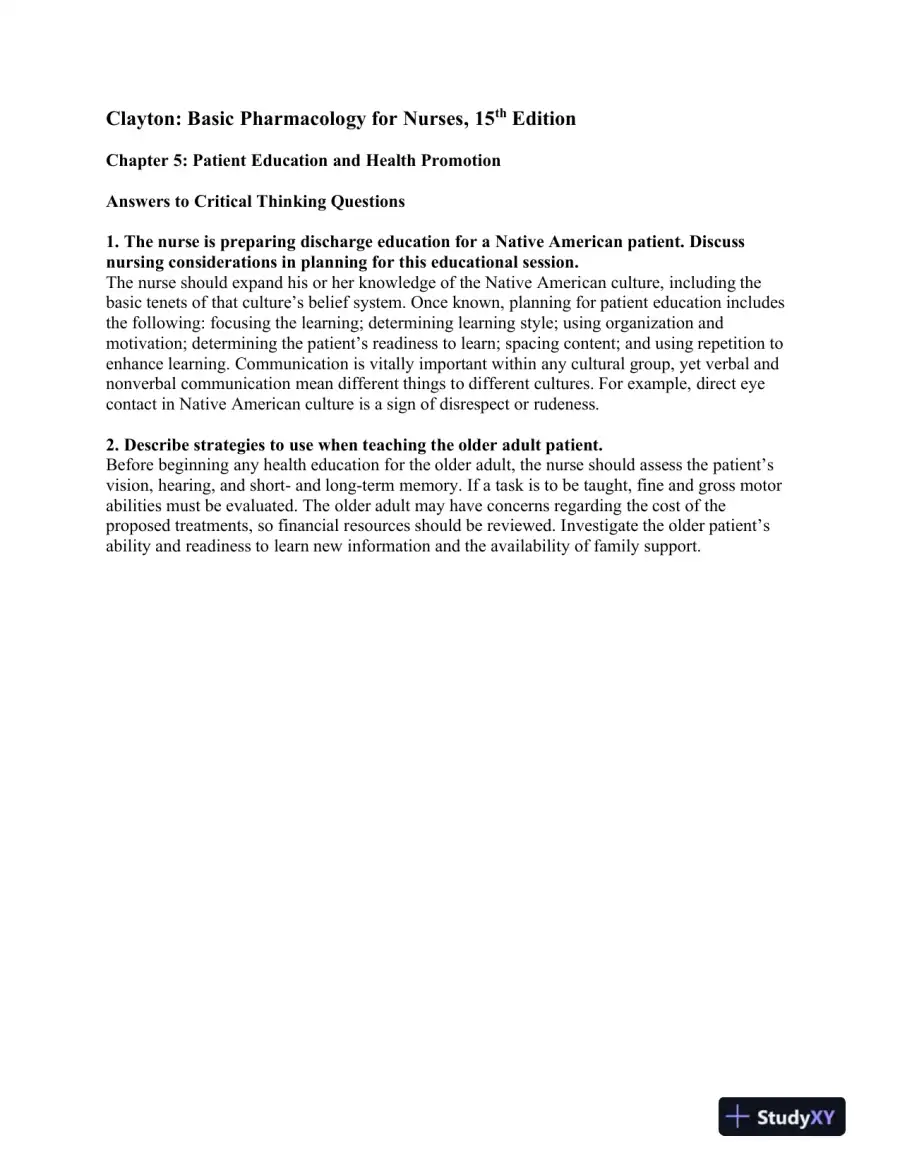 Basic Pharmacology For Nurses, 15th Edition Solution Manual, page 10