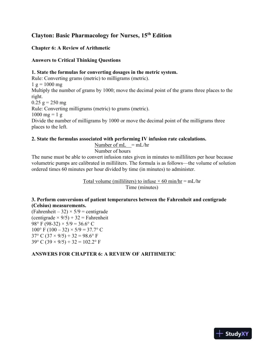 Basic Pharmacology For Nurses, 15th Edition Solution Manual, page 11