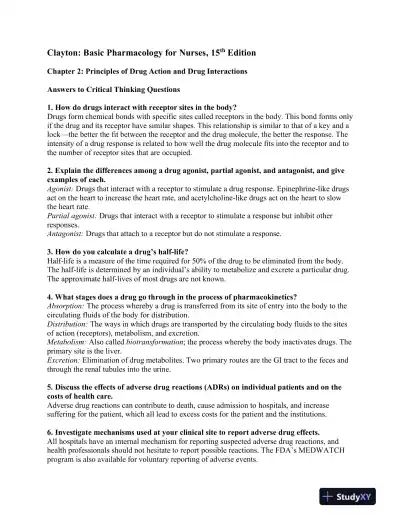 Basic Pharmacology For Nurses, 15th Edition Solution Manual - Page 4 preview image