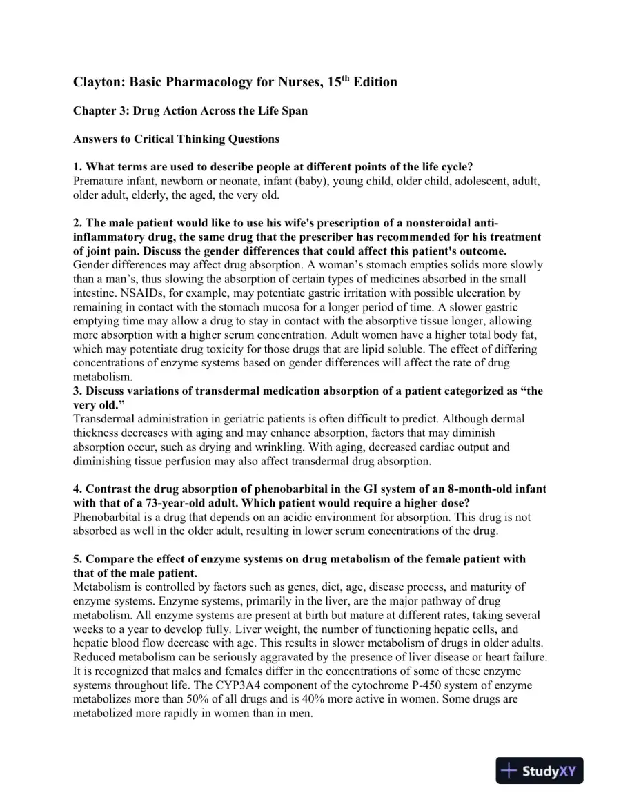 Basic Pharmacology For Nurses, 15th Edition Solution Manual, page 6