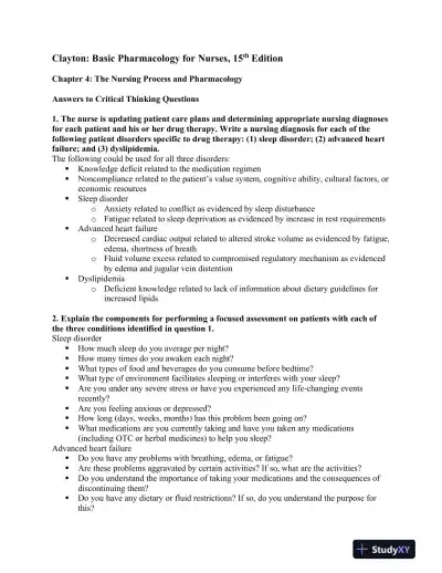 Basic Pharmacology For Nurses, 15th Edition Solution Manual - Page 8 preview image