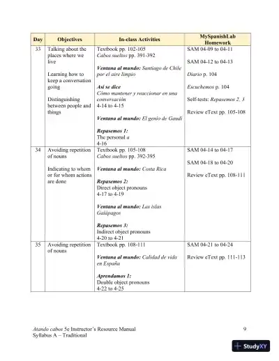 Solution Manual for Atando cabos: Curso intermedio de español, 5th Edition - Page 17 preview image