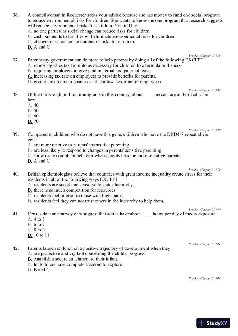 The Process of Parenting 9th Edition Test Bank, page 11