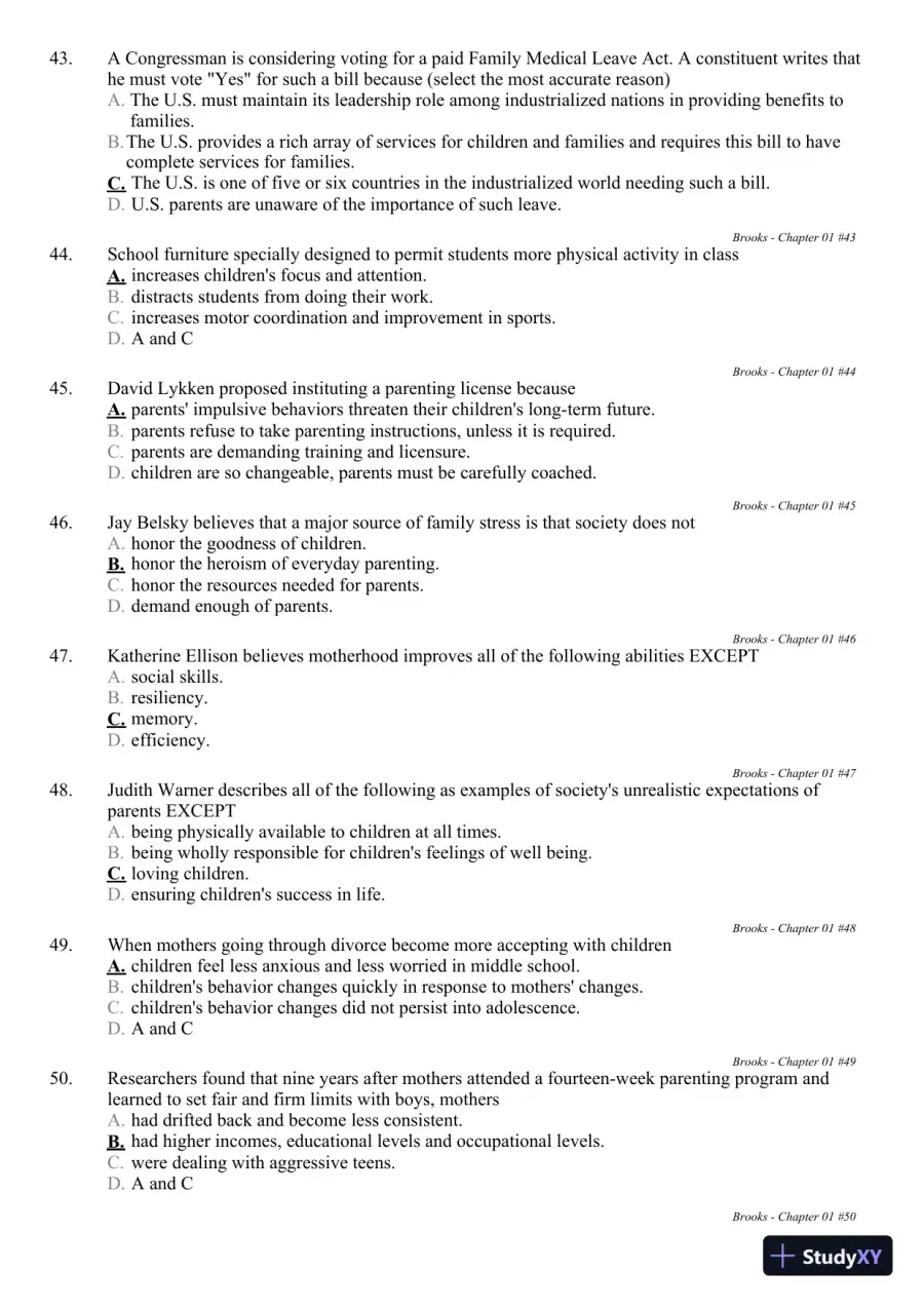 The Process of Parenting 9th Edition Test Bank, page 12
