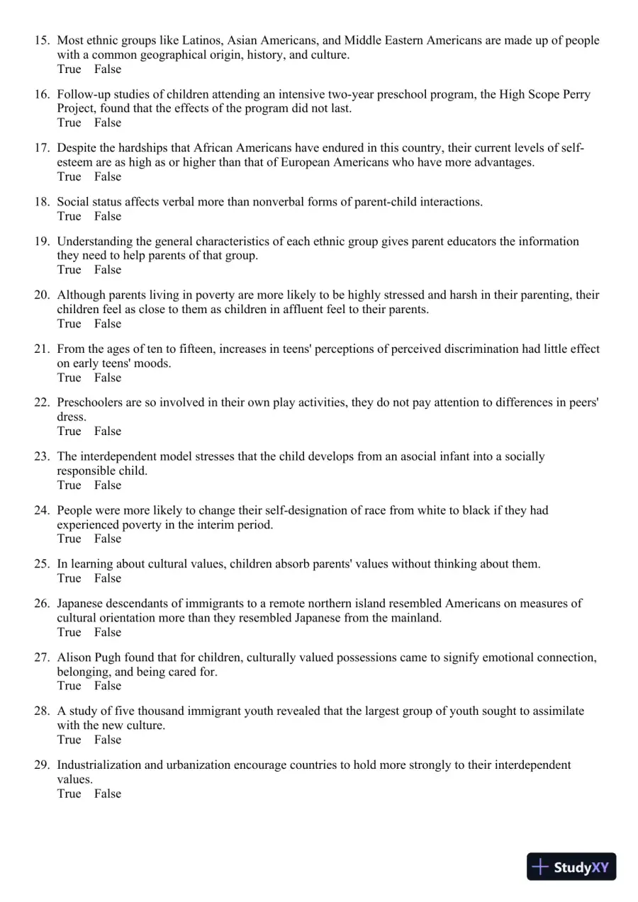 The Process of Parenting 9th Edition Test Bank, page 17