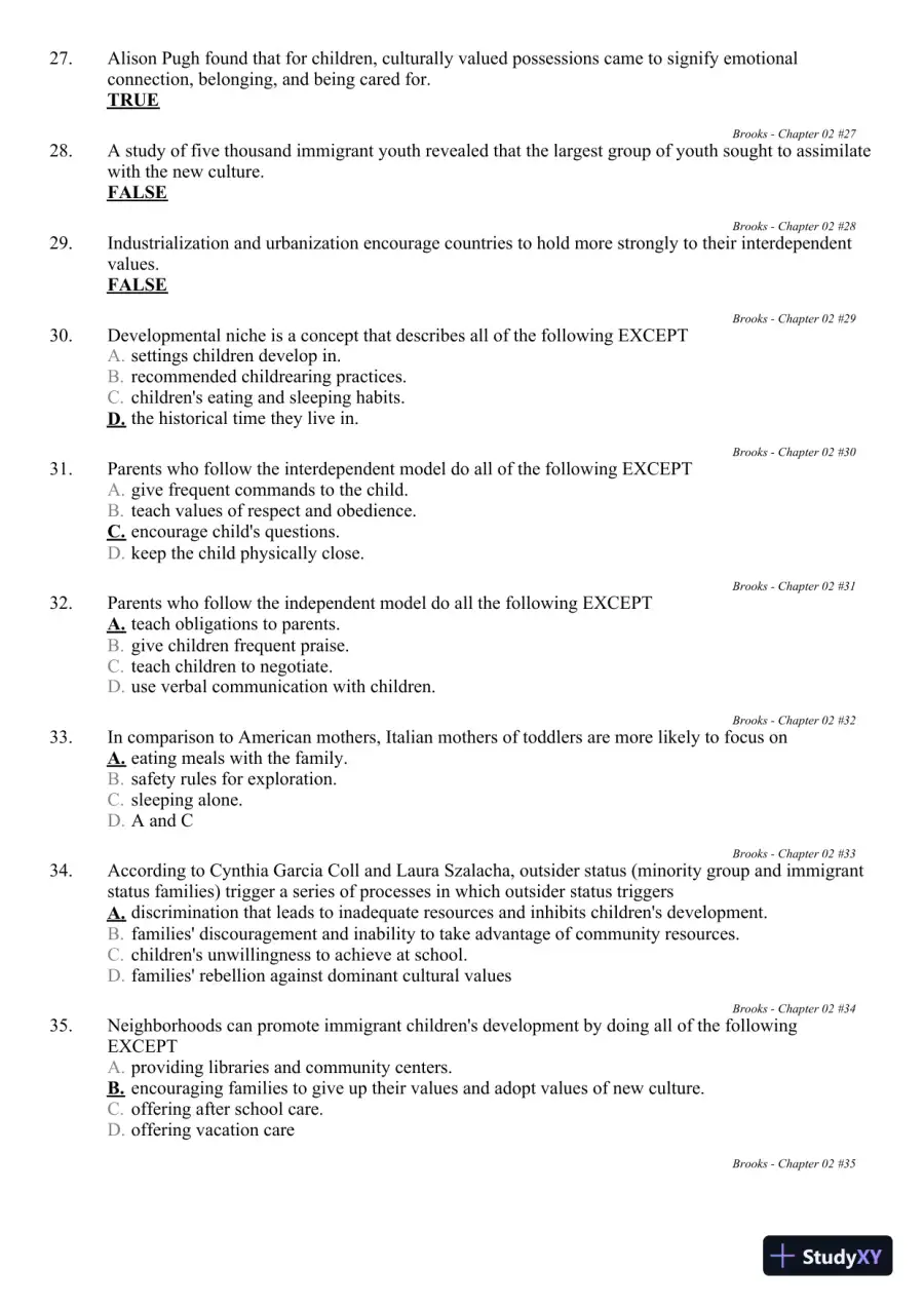 The Process of Parenting 9th Edition Test Bank, page 24