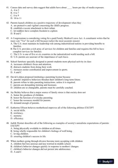 The Process of Parenting 9th Edition Test Bank - Page 5 preview image