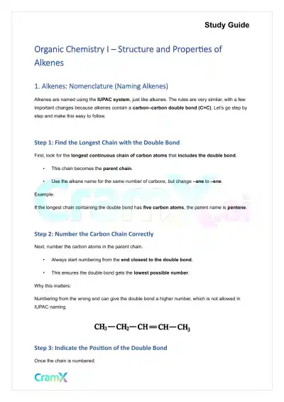 Organic Chemistry I - Structure and Properties of Alkenes - Page 1 preview image