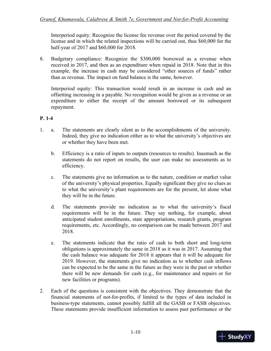 Government and Not-for-Profit Accounting, Binder Ready Version: Concepts and Practices, 7th Edition Solution Manual, page 11