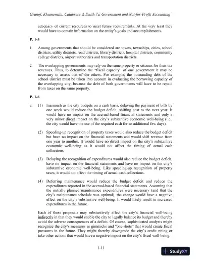 Government and Not-for-Profit Accounting, Binder Ready Version: Concepts and Practices, 7th Edition Solution Manual - Page 12 preview image